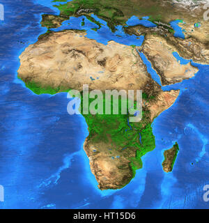 Detailansicht Satelliten die Erde und die Landschaftsformen. Afrika-Karte. Elemente dieses Bildes, eingerichtet von der NASA Stockfoto