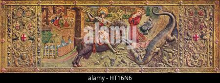 "Gestickte front Altarbild des Hl. Georg, von der Palau De La Generalitat", c15th Jahrhundert. Künstler: unbekannt. Stockfoto