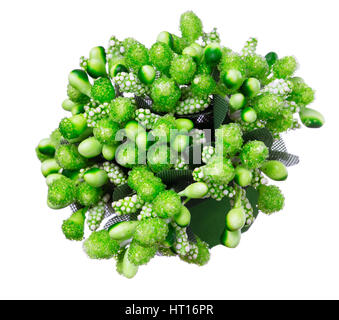 künstlicher Blumenstrauß grüne Blume isoliert, schöne Dekoration, Draufsicht, Sommer und Frühling Konzept Stockfoto
