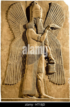 Geflügelte Genie. Detail des Reliefs aus der Palast des assyrischen König Sargon II, 722-705 v. Chr.. Künstler: Assyrischen Kunst Stockfoto