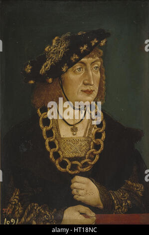 Porträt von Frederick III (1415-1493), Kaiser des Heiligen Römischen Reiches, Ende 15. Jahrhundert. Künstler: Wertinger, Hans, von (ca. 1465-1533) Stockfoto