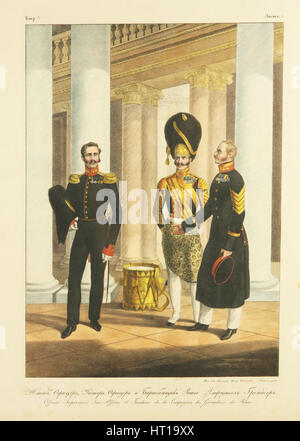 Personal Officer, Unteroffizier, und Schlagzeuger der Palace Guard Grenadiere, C. 1830. Artist: Alexandrow, Pjotr Alexandrowitsch (1794-?) Stockfoto