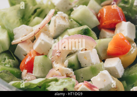 Nahaufnahme von frischen griechischen Salat Stockfoto
