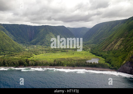 Luftaufnahme des Waipio Valley an der Ostküste von Big Island, Hawaii, USA. Stockfoto