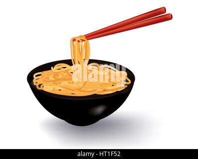 Schüssel mit Nudelsuppe Stock Vektor