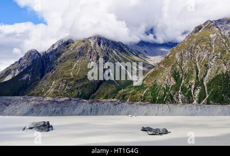 Eisberge in Hooker-Gletschers im Mount-Cook-Bereich auf der Nordinsel Neuseelands Stockfoto