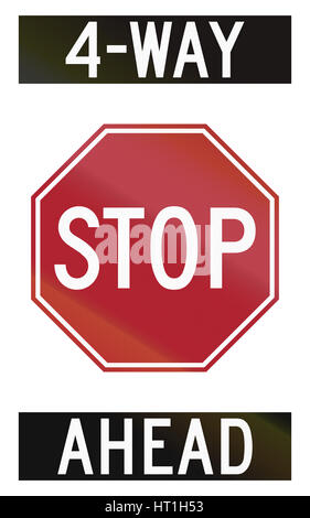 Vereinigten Staaten Straßenschild - 4-Wege Stop voraus. Stockfoto