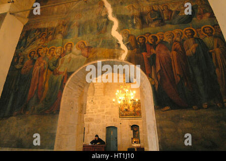 Innen-Kapelle in der Kirche St. Gerasimos im griechisch-orthodoxen Kloster Deir Hajla in der Nähe von Jericho Westjordanland, Israel Kredit © Livio Senigall Stockfoto