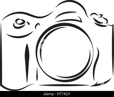 Logo schwarz Silhouette der Kamera isoliert auf weißem Hintergrund Stock Vektor