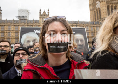 Stoppen Sie die Stille. Eine Kampagne wurde gestartet, in London, für Menschen einzutreten, deren Stimmen in den Brexit Verhandlungen gehört werden wollen. Stockfoto