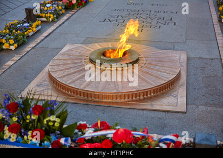 Unbekannten Soldaten Gedenkstätte Flamme unter Arc de Triomphe in Paris Frankreich seit 1921 Stockfoto