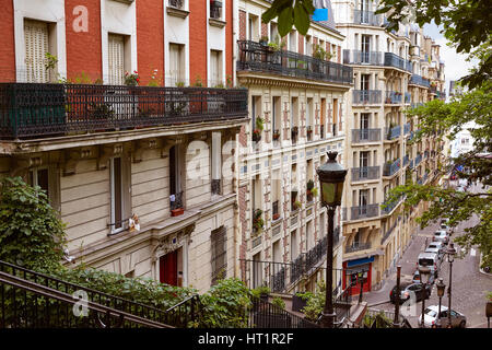 Paris-Montmartre Treppe Treppen, Sacre Coeur zu erreichen Stockfoto