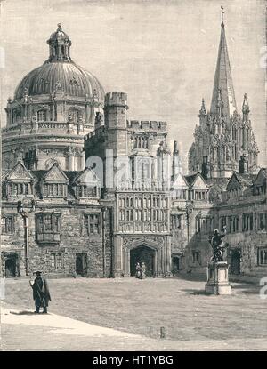 St Mary-Kirche und die Radcliffe aus dem Viereck am Brasenose, 1896. Künstler: unbekannt Stockfoto