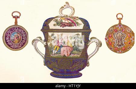 "Louis XVI. Gold-Repeater, (c.1770), alte Chelsea Porzellan Porringer und Deckel, (c.1710), 1903. Künstler: unbekannt Stockfoto