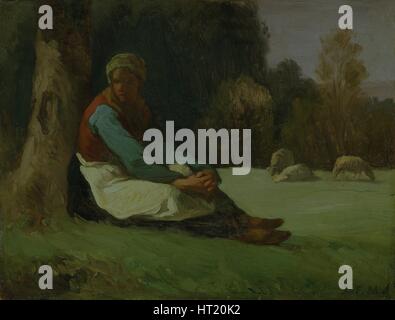 "Sitzende Schäferin", c1850s. Künstler: Jean-François Millet. Stockfoto