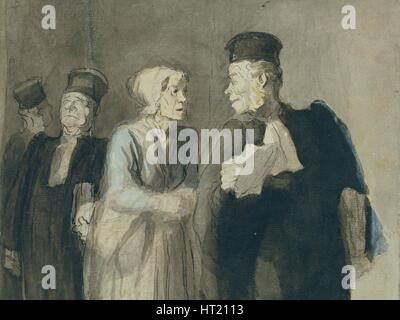 "Der Anwalt und sein Mandant", 1862-64. Künstler: Honoré Daumier. Stockfoto