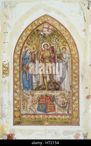 "Design for St George Mosaic mit marginalen Studien", 1869. Künstler: Edward John Poynter, St George. Stockfoto