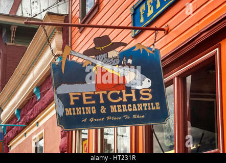 Melden Sie sich im Store für Goldsucher in Greene Street, Silverton, Colorado, USA Stockfoto