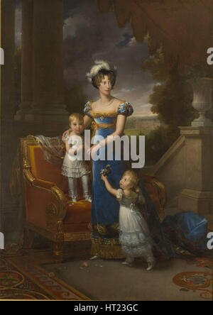 Duchesse de Berry mit Kindern Louise Marie Thérèse d'Artois und Henri d'Artois, 1822. Artist: Gérard, François Pascal Simon (1770-1837) Stockfoto