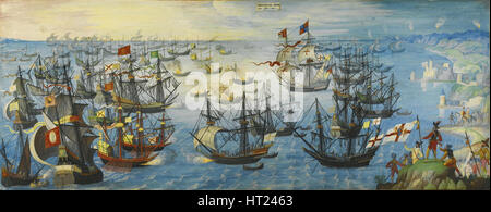 Die spanische Armada vor der Südküste von England, 1588. Künstler: Monogrammist VHE (aktive ca 1600) Stockfoto