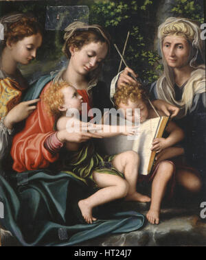 Jungfrau und Kind mit den Heiligen Johannes dem Täufer, Maria Magdalena und Elizabeth, ca 1529. Artist: Gandini del Grano, Giorgio (C. 1500-1538) Stockfoto