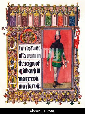 "Die Tracht eines Mannes in der Regierungszeit von Edward III", c1353. Künstler: unbekannt. Stockfoto