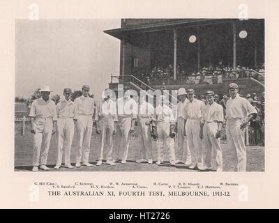 Der australische XI für die vierte Test gegen England in Melbourne, 1911 (1912). Künstler: Sears. Stockfoto