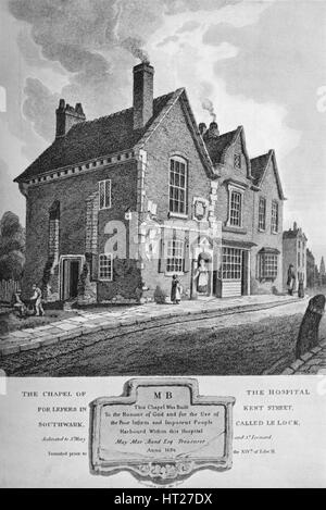 Kapelle des Krankenhauses für Leprakranke in Kent Street, Southwark, c1813 (1906). Künstler: C John M Whichelo. Stockfoto