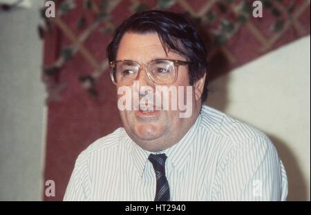 Harry Conroy, General Secretary fuer der National Union of Journalists, spricht bei einem Fransen-treffen während der jährlichen Trades Union Congress in Blackpool, England am 4. September 1989. Stockfoto