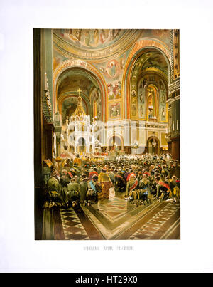 Weihe der Kathedrale von Christus dem Erlöser. Krönung der Empreror Alexander III und Empres Artist: Makovsky, Nikolai Yegorovich (1842-1886) Stockfoto