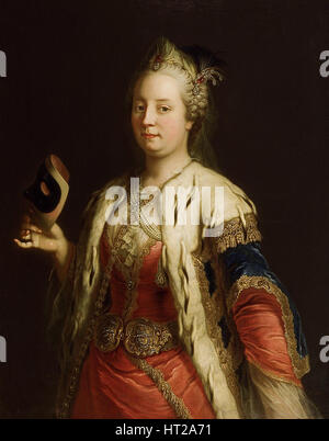 Porträt von Kaiserin Maria Theresia von Österreich (1717-1780) mit Maske à la Turque, vor 1750. Artist: Martin Van Meytens,, der Jüngere (1695-1770) Stockfoto