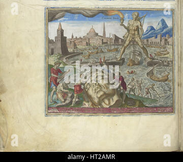 Der Koloss von Rhodos (aus der Serie "das achte Wunder der Welt"), 1572. Künstler: Galle, Philipp (Philips) (1537-1612) Stockfoto