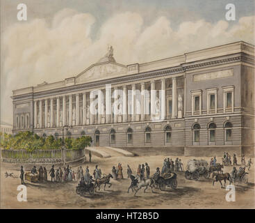 Der kaiserlichen öffentlichen Bibliothek in Sankt Petersburg, der 1840er Jahre. Künstler: Borel, Pyotr Fyodorovich (1829-1898) Stockfoto