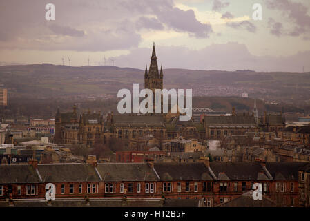 Panorama Stadtansicht Luftaufnahme von Glasgow Universität nach Westen Stockfoto