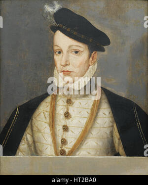 Porträt von König Charles IX von Frankreich (1550-1574), Ende des 16. Jahrhunderts. Künstler: Clouet, François, (Schule) Stockfoto