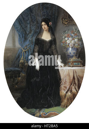 Porträt von Marie Duplessis (1824-1847), La Dame Aux Camélias um 1840. Künstler: Olivier, Jean-Charles (aktive 1840er Jahre) Stockfoto