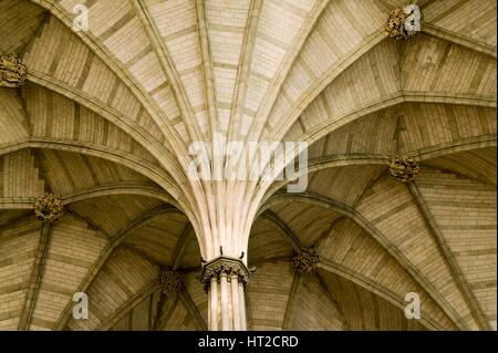 Gewölbte Decke der Kapitelsaal der Westminster Abbey in London, 2009. Künstler: Historisches England Angestellter Fotograf. Stockfoto