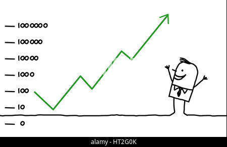 Comic-Figuren - Unternehmer Geld verdienen Stockfoto