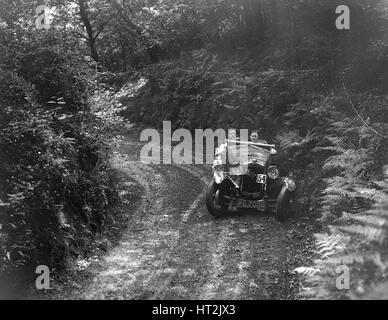 1930-Frazer-Nash-Abfangjäger Teilnahme an einer Studie Autofahren, 1930er Jahre. Künstler: Bill Brunell. Stockfoto