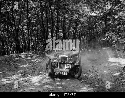 Hillman Aero Minx konkurrieren in der B & HMC Brighton-Bier Trial, Fingle Bridge Hill, Devon, 1934. Künstler: Bill Brunell. Stockfoto