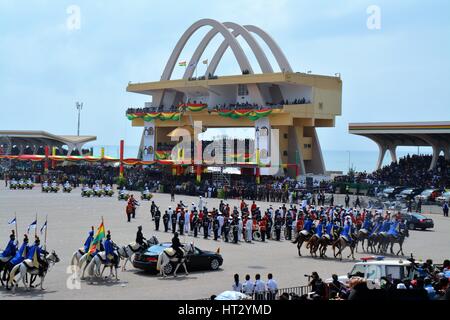 6. März 2017 - Ghanas 60 Unabhängigkeit feiern... Ghana gewann 1957 als erstes afrikanisches Land es ist Freiheit. Einst eine britische Kolonie Goldküste genannt. Stockfoto