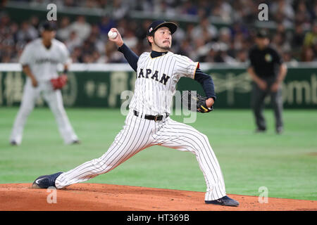 Tokio, Japan. 7. März 2017. Ayumu Ishikawa (JPN) WBC: 2017 weltweit klassische erste Runde Pool B Baseball-Spiel zwischen Japan - Kuba im Tokyo Dome in Tokio, Japan. Bildnachweis: YUTAKA/AFLO SPORT/Alamy Live-Nachrichten Stockfoto