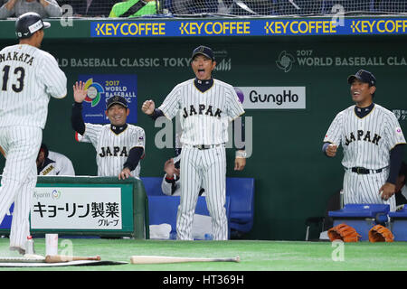 Tokio, Japan. 7. März 2017. Hiroki Kokubo (JPN) WBC: 2017 weltweit klassische erste Runde Pool B Baseball-Spiel zwischen Japan - Kuba im Tokyo Dome in Tokio, Japan. Bildnachweis: YUTAKA/AFLO SPORT/Alamy Live-Nachrichten Stockfoto