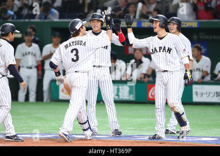 Tokio, Japan. 7. März 2017. Team Gruppe WBC Japan: 2017 World Baseball Classic erste Runde Pool B Spiel zwischen Japan - Kuba im Tokyo Dome in Tokio, Japan. Bildnachweis: YUTAKA/AFLO SPORT/Alamy Live-Nachrichten Stockfoto