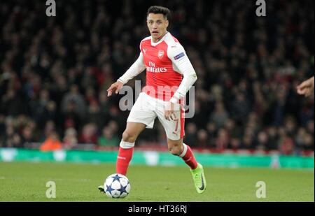 Highbury, UK. 7. März 2017. März 7. 2017, Emirate, London England; UEFA Champions League-Fußball, FC Arsenal gegen FC Bayern München; Alexis Sanchez in Aktion Credit: Laurent Lairys/Agence Locevaphotos/Alamy Live News Stockfoto