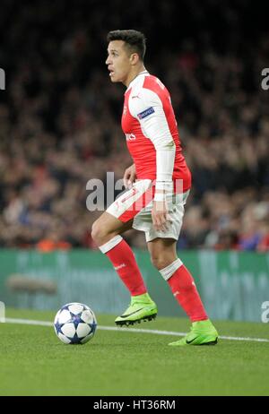 Highbury, UK. 7. März 2017. März 7. 2017, Emirate, London England; UEFA Champions League-Fußball, FC Arsenal gegen FC Bayern München; Alexis Sanchez in Aktion Credit: Laurent Lairys/Agence Locevaphotos/Alamy Live News Stockfoto