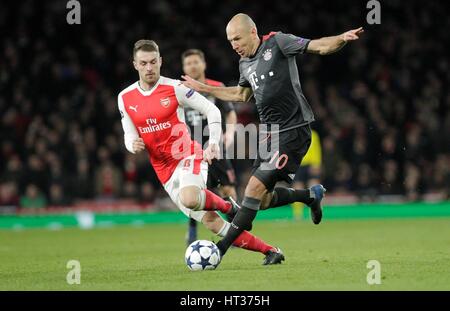 Highbury, UK. 7. März 2017. März 7. 2017, Emirate, London England; UEFA Champions League-Fußball, FC Arsenal gegen FC Bayern München; Arjen Robben (Bayern München) Credit: Laurent Lairys/Agence Locevaphotos/Alamy Live-Nachrichten Stockfoto