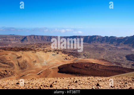 Caldera de Las Cañadas, Anzeigen von Montaña Blanca, Teide-Nationalpark Parque Nacional de Las Cañadas del Teide, Teneriffa Stockfoto