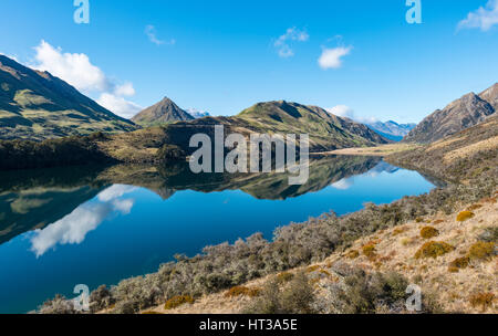 Berge im Lake Moke Lake in der Nähe von Queenstown, Otago Region und Southland, Neuseeland Stockfoto