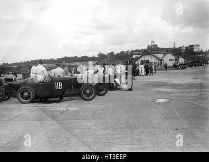 Frazer-Nash von WL Mummery mit dem LCC-Relais GP, Brooklands, 25. Juli 1931. Künstler: Bill Brunell. Stockfoto